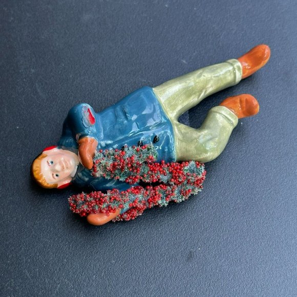 Dept 56 - Man on Ladder Hanging Garland - Loose Figurine - Snow Village - 1988 - Picture 5 of 6